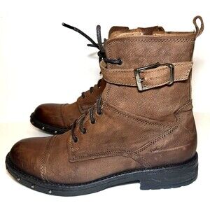 Musse & Cloud Santana Combat Boots Womens 9.5 Brown Leather Studded Moto